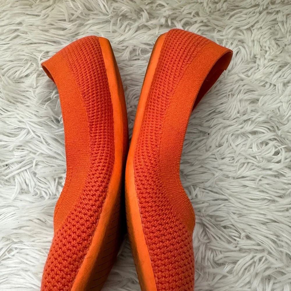 Allbirds Tree Breezers Knit Ballet flats Vibrant Orange Lightweight sz 8.5